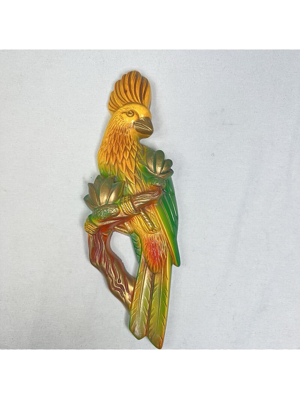 1968 Miller Studios Vintage Tropical Parrot Chalkware Wall Decoration 11" Long